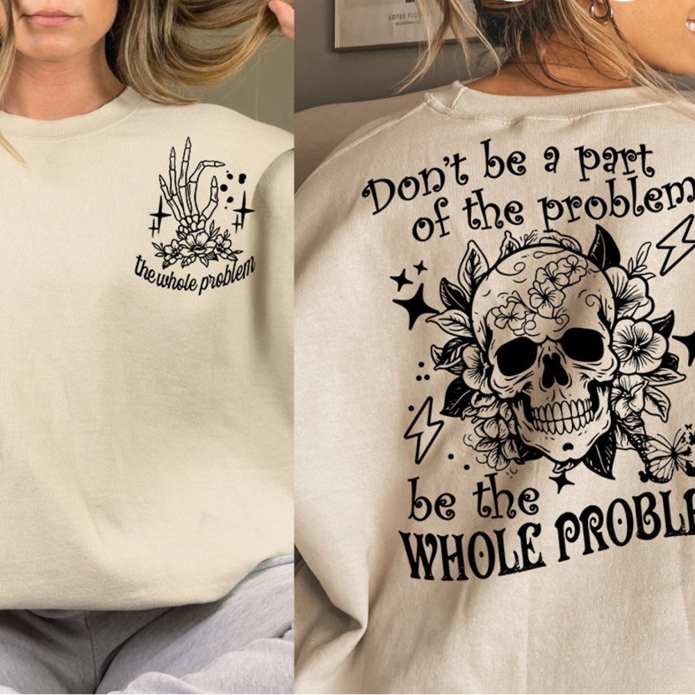Beige Graphic Sweatshirt with Skull Design